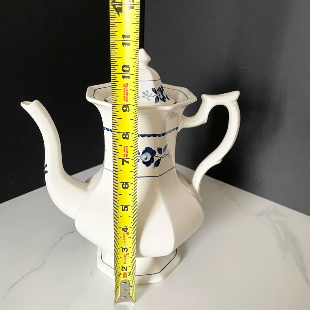 Vintage Blue & White English Coffee Pot - Adams 